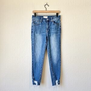 PETRA 153 Skinny Jeans Blue Denim Cropped Frayed Distressed Grunge